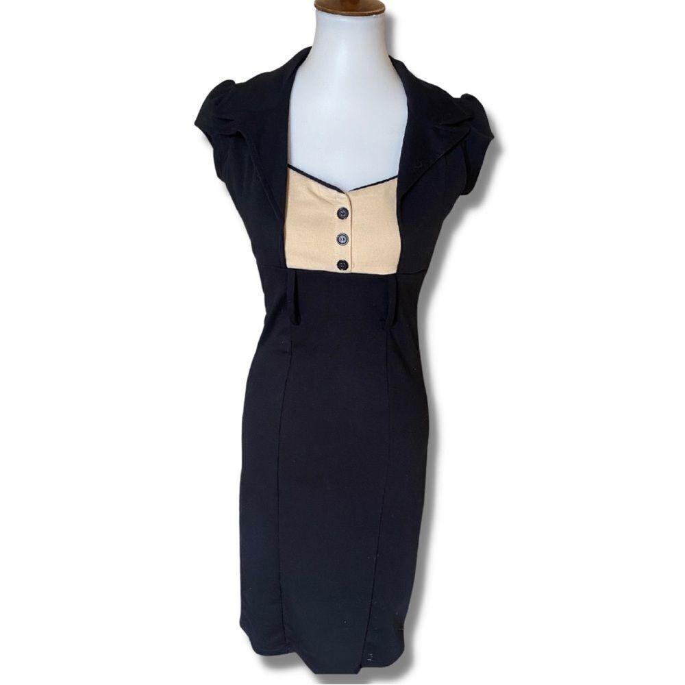 Modern Vintage Lindy Bop Pinup Rockabilly Pencil Secretary Dress UK 10 Size S
